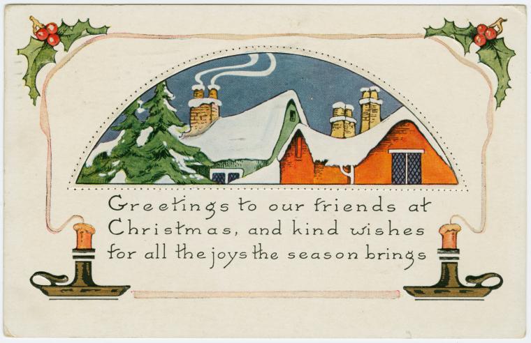 Art Print : Greetings to Our Friends at Christmas, 1924 - Vintage Wall Art