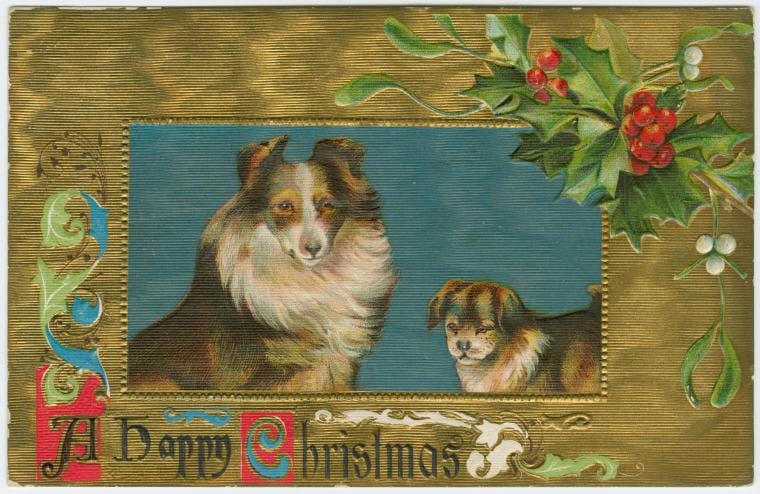 Art Print : A Happy Christmas, 1908 - Vintage Wall Art