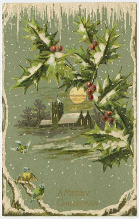 Art Print : A Merry Christmas, 1907 - Vintage Wall Art