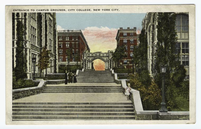 Art Print : Entrance to Campus Grounds, City College, New York City, 1915 - Vintage Wall Art