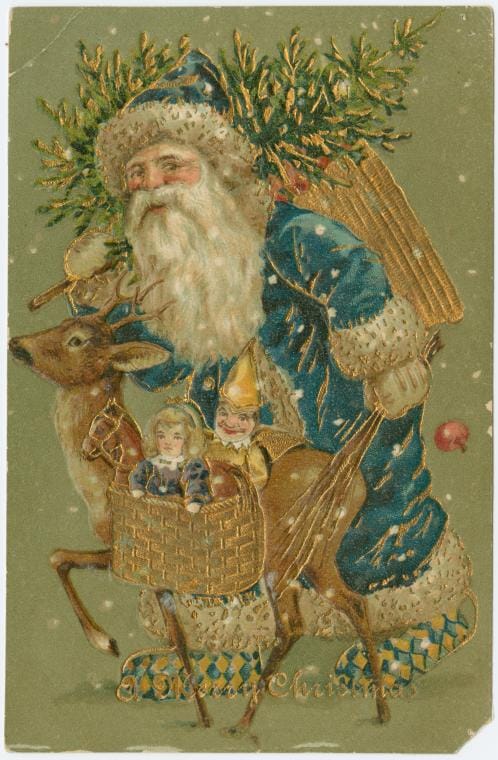 Art Print : A Merry Christmas, Vintage Wall Art V2