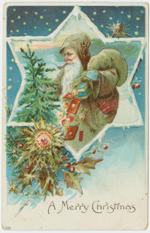 Art Print : A Merry Christmas, Vintage Wall Art V4