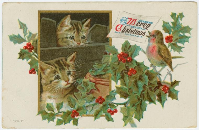 Art Print : Merry Christmas, 1910 - Vintage Wall Art V2