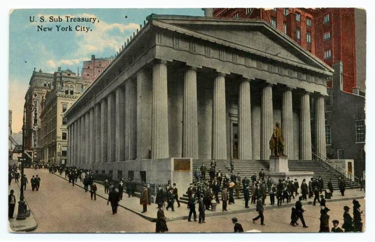 Art Print : U. S. Sub Treasury, New York City, 1918 - Vintage Wall Art