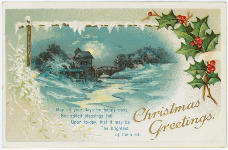 Art Print : Christmas Greetings, 1921 - Vintage Wall Art