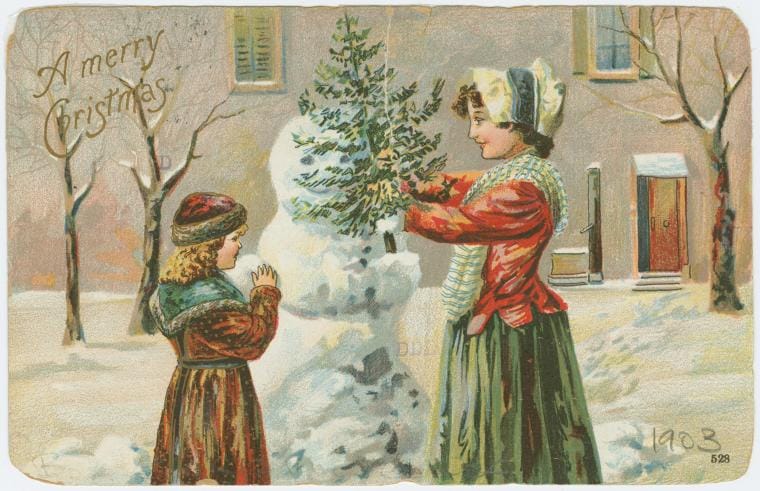 Art Print : A Merry Christmas, 1903 - Vintage Wall Art