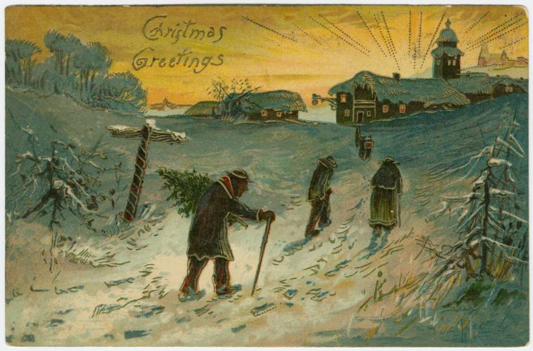 Art Print : Christmas Greetings, 1906 - Vintage Wall Art V2