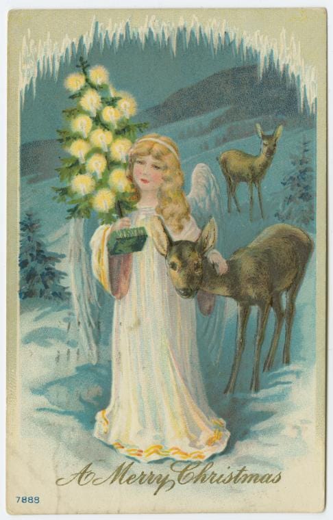 Art Print : A Merry Christmas, 1910 - Vintage Wall Art