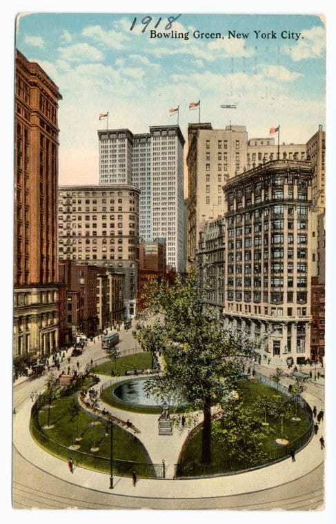 Art Print : Bowling Green, New York City, 1910 - Vintage Wall Art