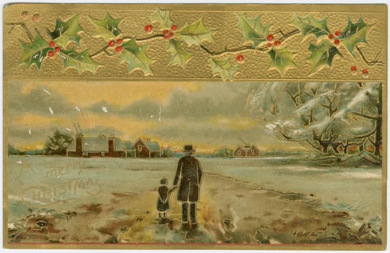 Art Print : A Merry Christmas, 1854 - Vintage Wall Art