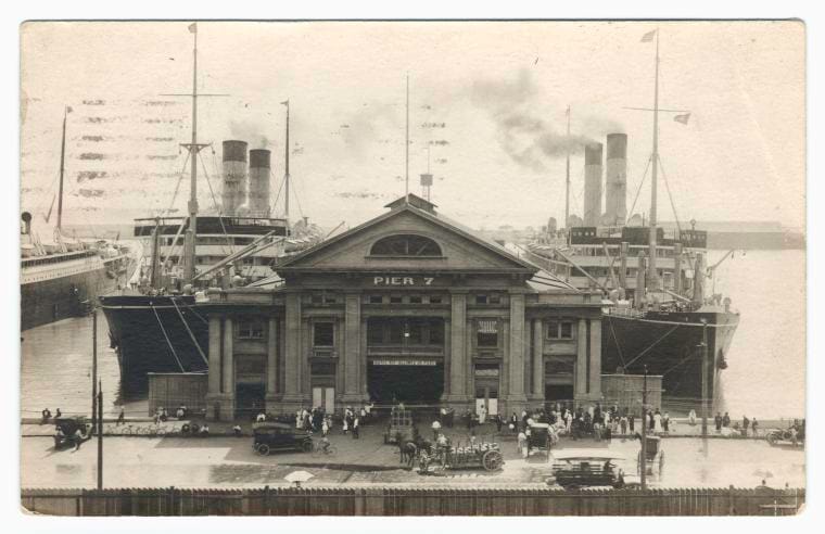 Art Print : Pier 7, New York City, 1921 - Vintage Wall Art