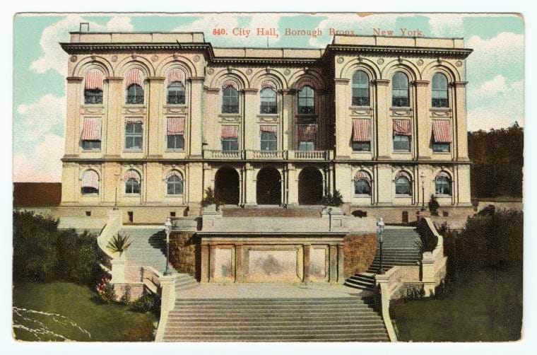 Art Print : City Hall, Borough Bronx, New York, 1910 - Vintage Wall Art