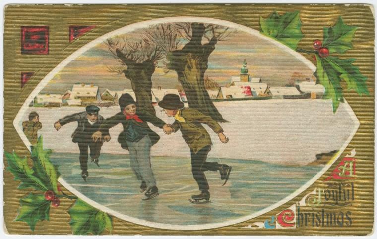 Art Print : A Joyful Christmas, 1909 - Vintage Wall Art