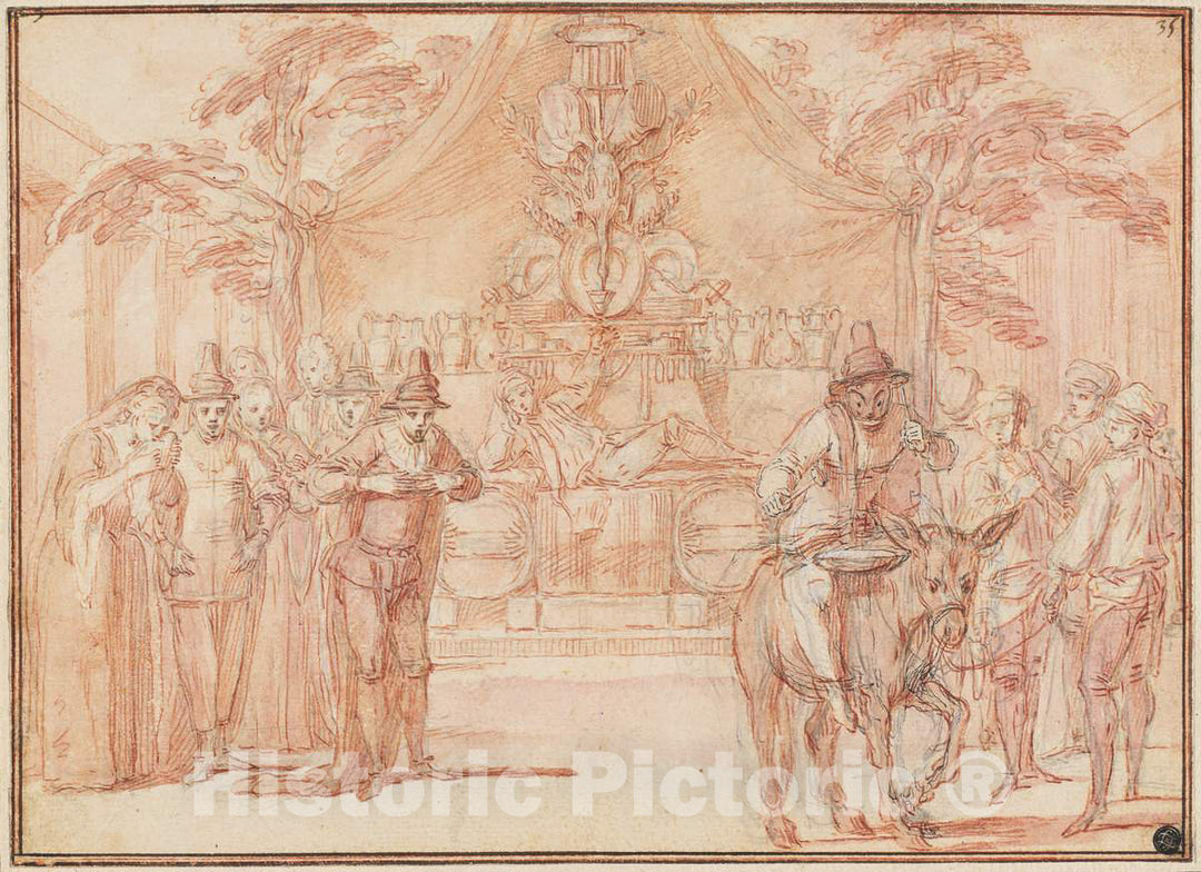 Art Print : Claude Gillot, Scene from The Tomb of Master AndrÃ©, c.1707 - Vintage Wall Art