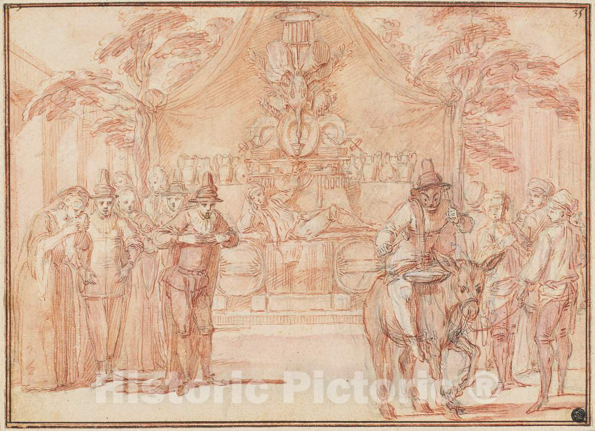 Art Print : Claude Gillot, Scene from The Tomb of Master AndrÃ©, c.1707 - Vintage Wall Art