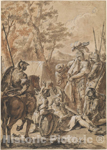 Art Print : Francesco Fontebasso, Alexander The Great Before The Corpse of Darius, c.1755 - Vintage Wall Art