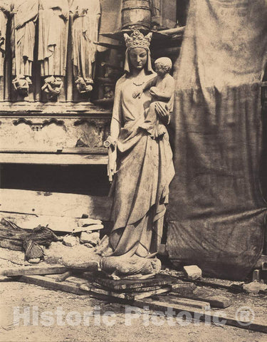 Art Print : Auguste Mestral, Madonna and Child, Sculpted by Geoffroy-Dechaume, Notre-Dame Cathedral, Paris, c. 1854 - Vintage Wall Art