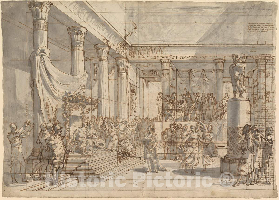 Art Print : Pietro Fancelli, Timotheus Playing The Lyre Before Alexander and ThaÃ¯s in The Hall of The Palace at Persepolis, c. 1820 - Vintage Wall Art