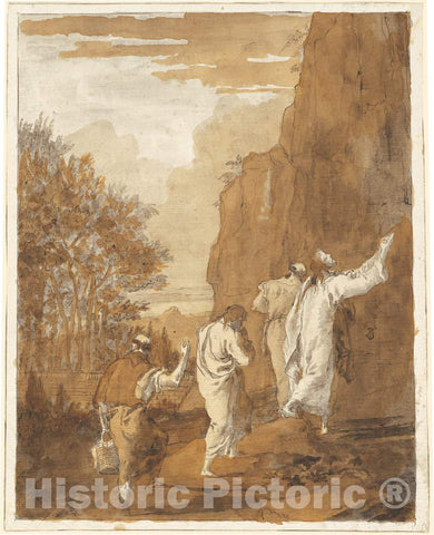 Art Print : Giovanni Domenico Tiepolo, Christ Leading Peter, James, and John to The High Mountain for The Transfiguration, c.1790 - Vintage Wall Art