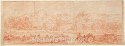 Art Print : Adam Frans Van der Meulen, French Troops Before Salins and The Surrounding Hills, c.1669 - Vintage Wall Art