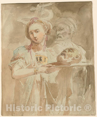 Art Print : Giuseppe Bernardino Bison, Salome with The Head of Saint John The Baptist, c.1830 - Vintage Wall Art