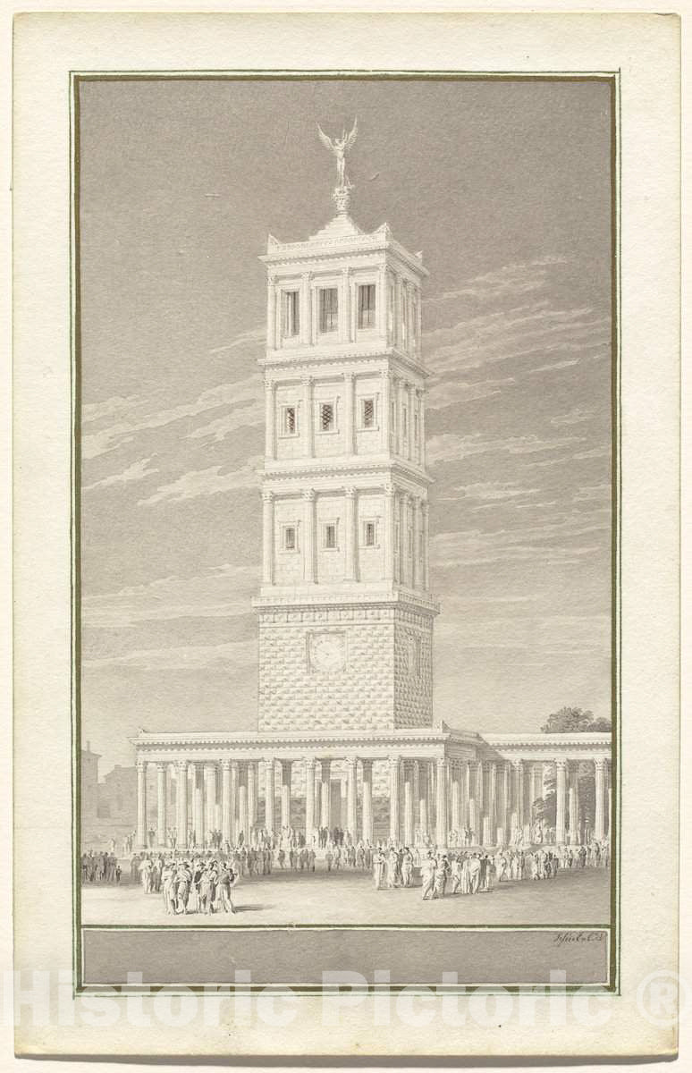 Art Print : Karl Friedrich Schinkel, Campanile of a Cathedral for Berlin, 1831 - Vintage Wall Art