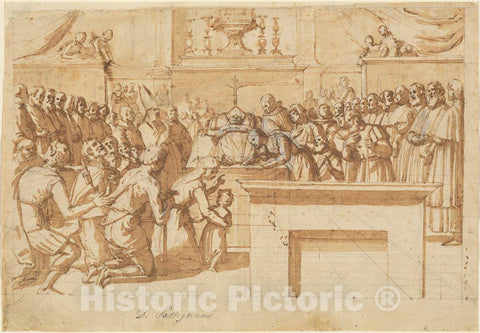 Art Print : Benedetto Veli, The Veneration of St. Attoâ€™s Miraculously Preserved Body, c. 1607 - Vintage Wall Art
