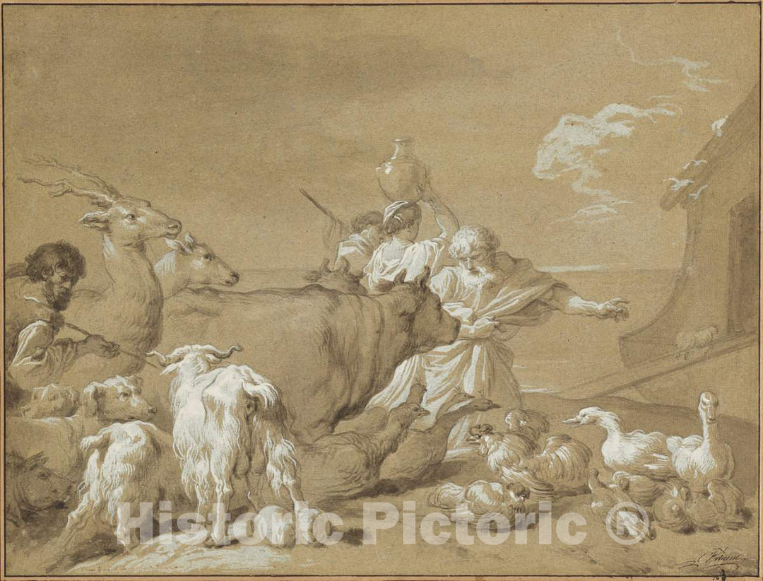 Art Print : Vincent After Benedetto Castiglione, Noah Leading The Animals into The Ark, 1774 - Vintage Wall Art