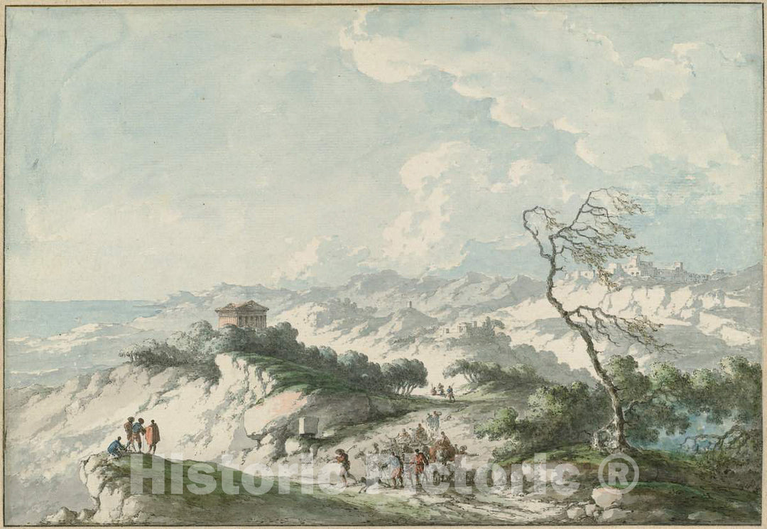 Art Print : Claude-Louis ChÃ¢telet, Second View of The Agrigento Countryside, 1778 - Vintage Wall Art