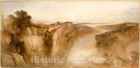 Art Print : John Martin, View on The River Wye, Looking Towards Chepstow, 1844 - Vintage Wall Art