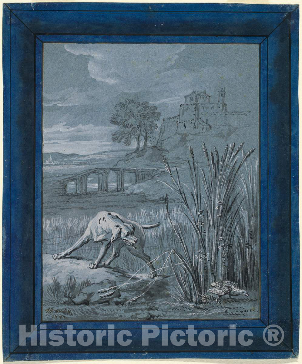 Art Print : Baptiste Oudry, The Partridge Saves Her Young, 1732 - Vintage Wall Art