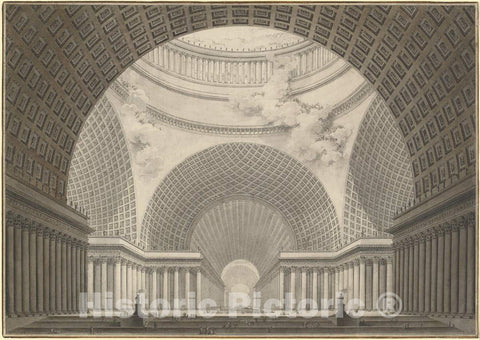 Art Print : Etienne-Louis BoullÃ©e, Perspective View of The Interior of a Metropolitan Church, c.1781 - Vintage Wall Art