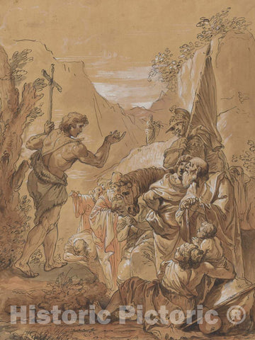 Art Print : Francesco Fontebasso, Preaching of John The Baptist in The Wilderness, 18th Century - Vintage Wall Art
