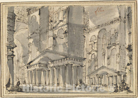 Art Print : Giovanni Battista Piranesi, Fantasy of an Ancient Bath, c.1758 - Vintage Wall Art