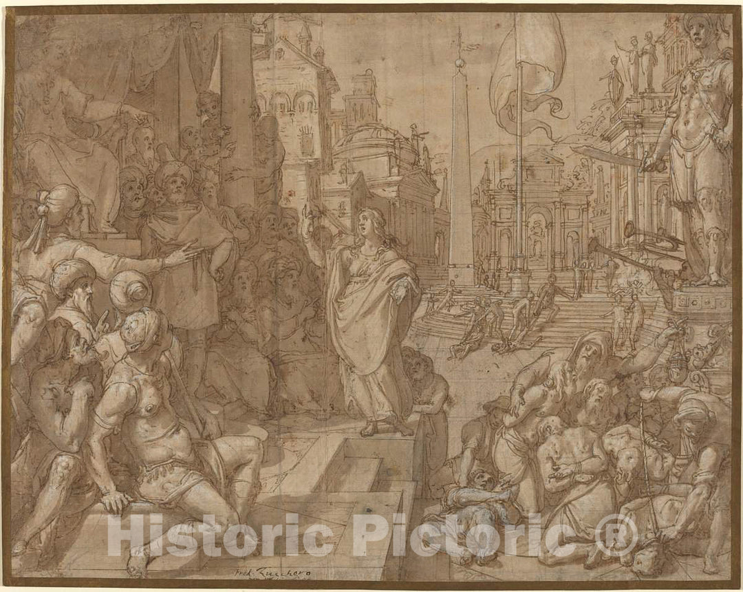 Art Print : Federico Zuccaro, Disputation of Saint Catherine of Alexandria, c. 1570 - Vintage Wall Art