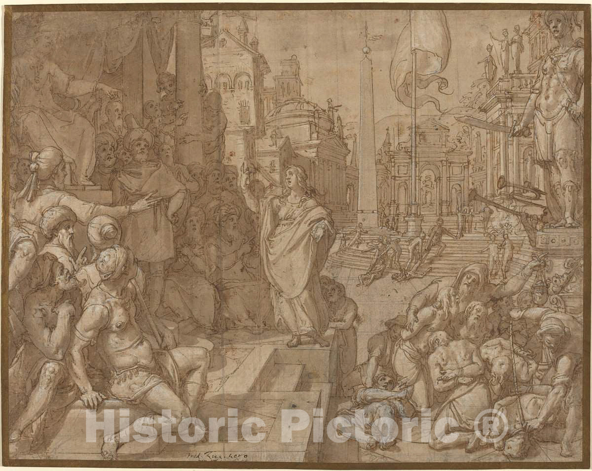 Art Print : Federico Zuccaro, Disputation of Saint Catherine of Alexandria, c. 1570 - Vintage Wall Art