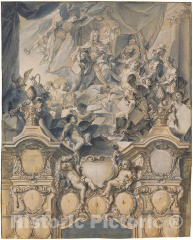 Art Print : Johann Evangelist Holzer, The Arts and Powers Pay Homage to Emperor Charles VI, 1732 - Vintage Wall Art
