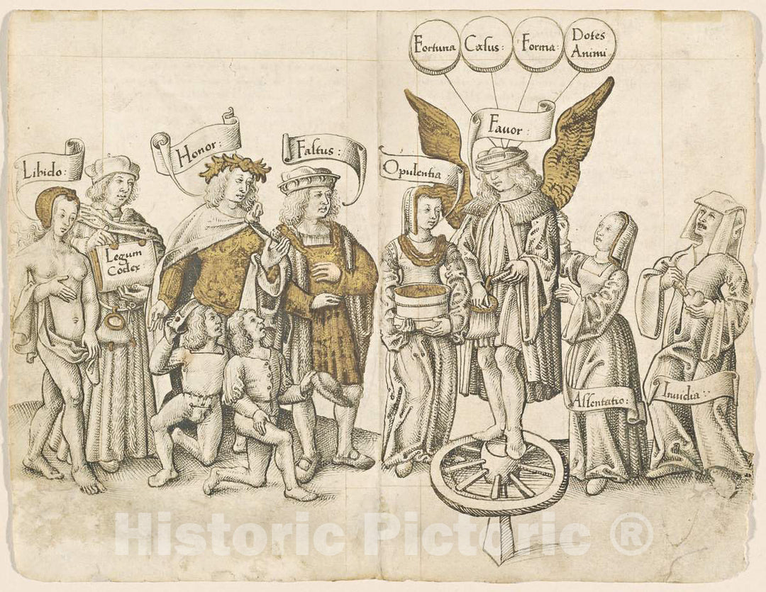 Art Print : A Dialogue on Human Favor (Recto) [FOL. 15 Verso / 16 Recto], c.1513 - Vintage Wall Art