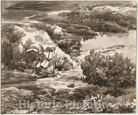 Art Print : Franz Innocenz Josef Kobell, Corner of a Meadow with a Stream, c.1810 - Vintage Wall Art