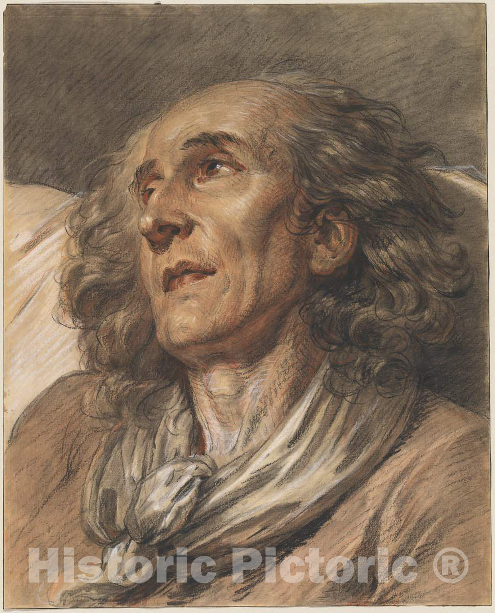 Art Print : Baptiste Greuze, Bust of an Old Man, 1763 - Vintage Wall Art