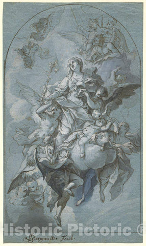 Art Print : Johann Georg BergmÃ¼ller, The Immaculate Conception, 1740s - Vintage Wall Art
