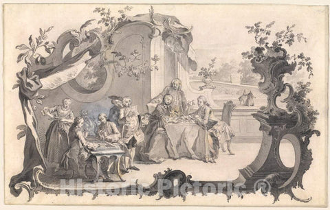 Art Print : Johann Esaias Nilson, an Elegant Company Playing Board Games, 1756 - Vintage Wall Art
