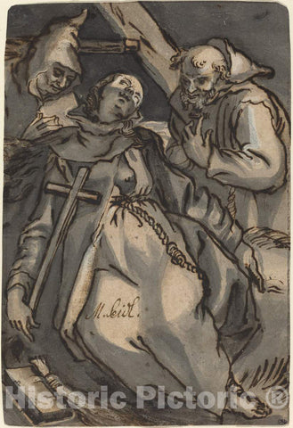 Art Print : Melchior Steidl After Bloemaert, Saint Euphrosyne, c. 1695 - Vintage Wall Art