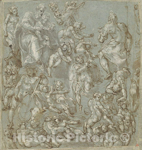 Art Print : Cesare Pollini, Saint Joseph and The Christ Child with Angels and Putti, c.1595 - Vintage Wall Art