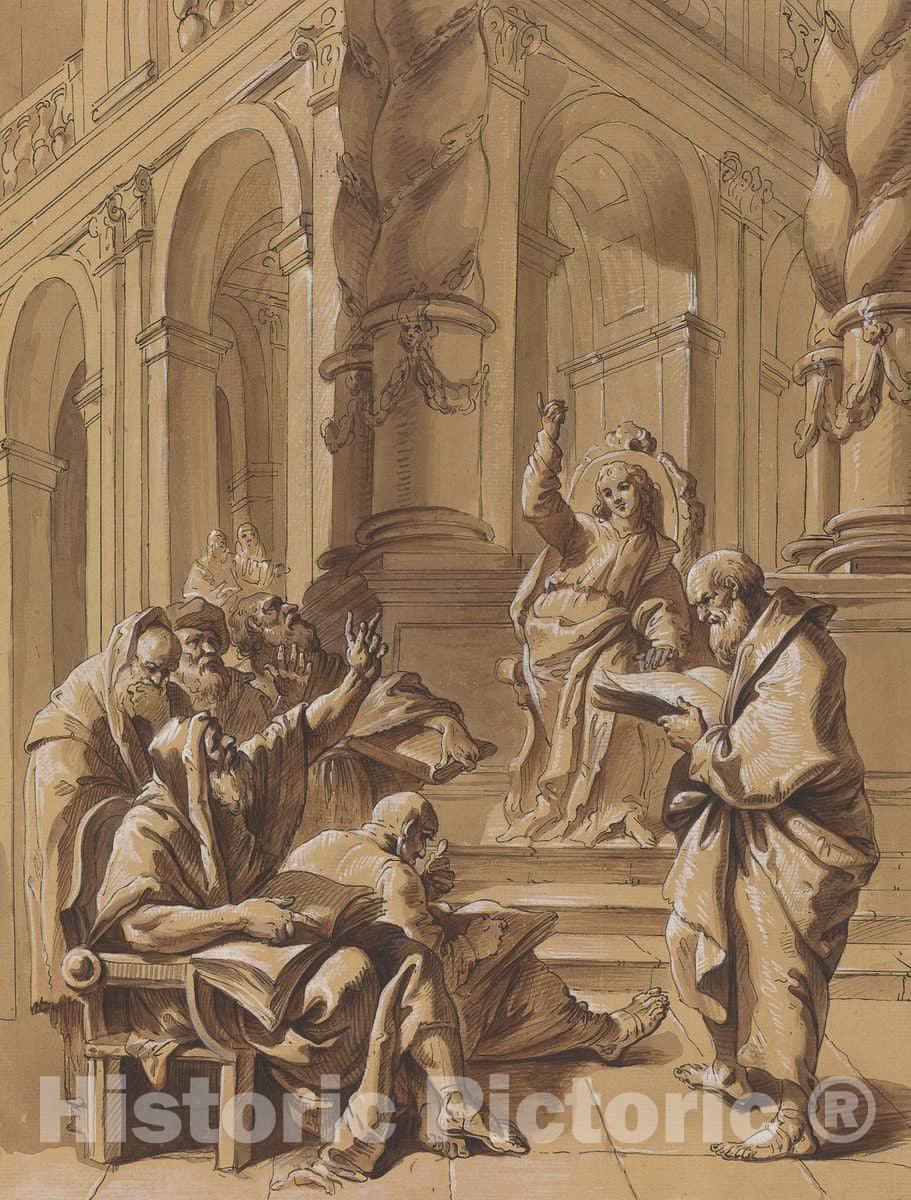 Art Print : Francesco Fontebasso, Christ Among The Doctors, 18th Century - Vintage Wall Art