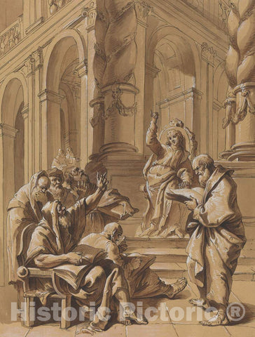 Art Print : Francesco Fontebasso, Christ Among The Doctors, 18th Century - Vintage Wall Art