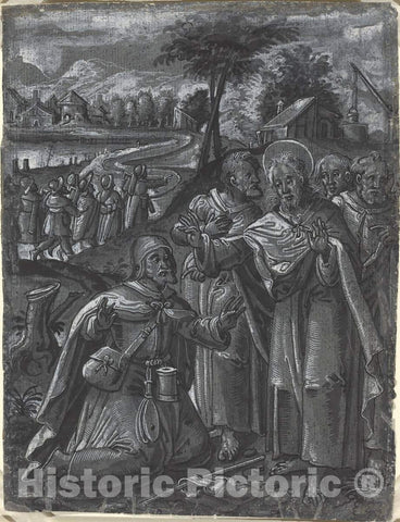 Art Print : Christ Disputing with The Doctors [Recto], c. 1600 - Vintage Wall Art