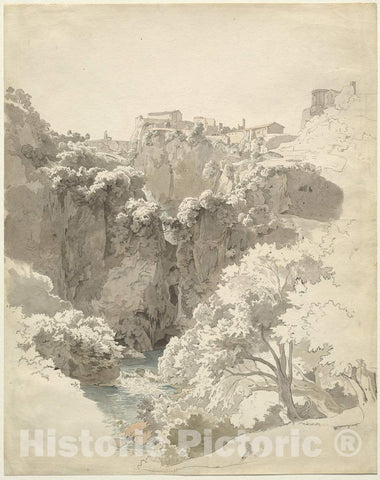 Art Print : Carl Wagner, Tivoli and The Temple of The Sibyl Above The Aniene Gorge, 1824 - Vintage Wall Art