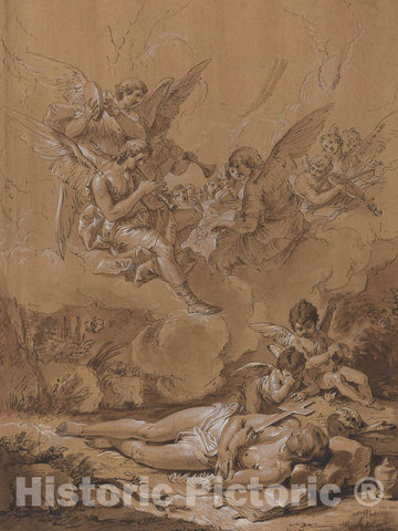 Art Print : Francesco Fontebasso, Death of The Magdalene, 18th Century - Vintage Wall Art