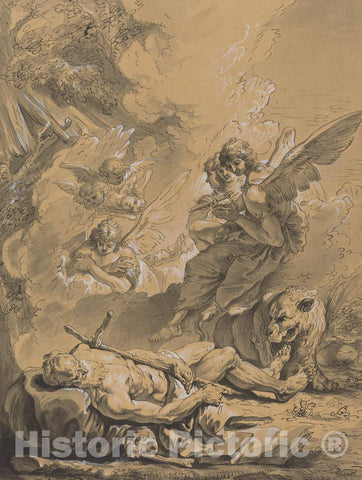 Art Print : Francesco Fontebasso, Death of Saint Jerome, 18th Century - Vintage Wall Art